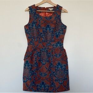 Tulle Women’s Peach & Blue Floral Sleeveless Dress, Size Small, Vintage Style
